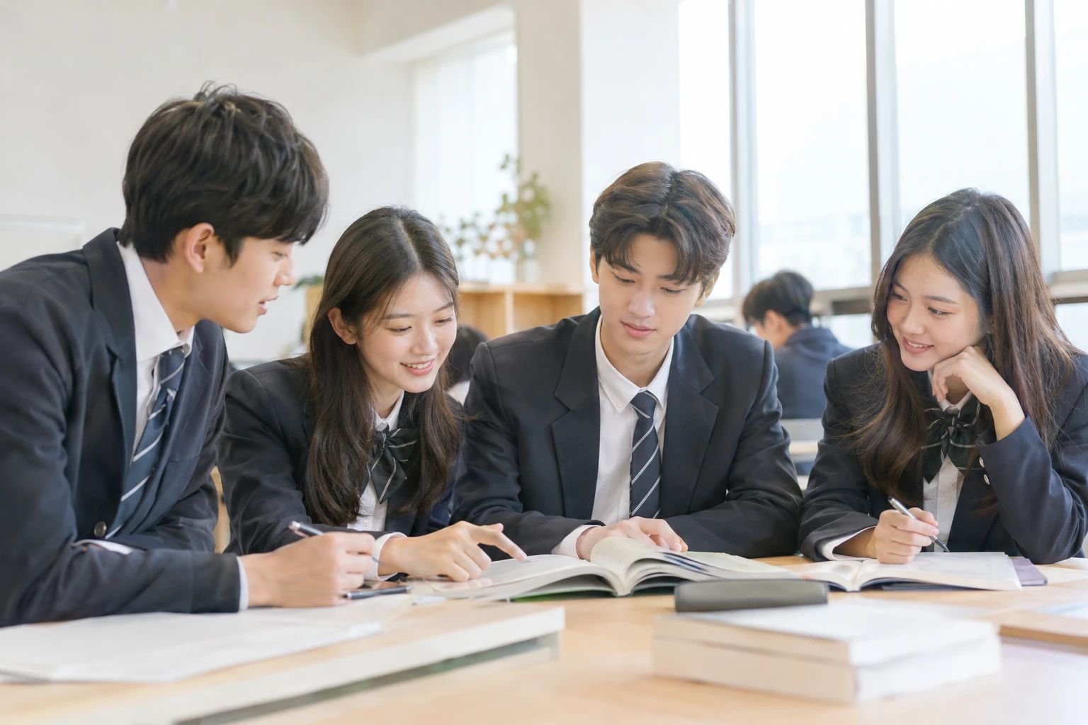 캠퍼스에서 함께 공부하는 국제학교 학생들